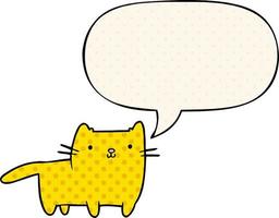 cartoon cat and speech bubble in comic book style vector