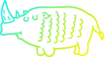 línea de gradiente frío dibujo rinoceronte de dibujos animados vector
