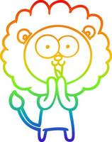 rainbow gradient line drawing happy cartoon lion vector