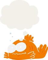 cartoon goldfish and thought bubble in retro style vector