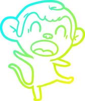 cold gradient line drawing shouting cartoon monkey dancing vector