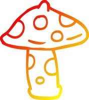 warm gradient line drawing cartoon mushroom vector