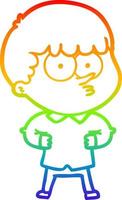 rainbow gradient line drawing cartoon curious boy vector