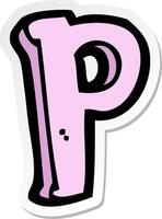 sticker of a cartoon letter P vector