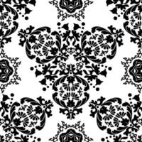 Seamless decorative wallpaper in damask style. Black and white. Vector illustration.