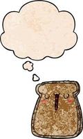 cartoon toast and thought bubble in grunge texture pattern style vector