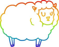 rainbow gradient line drawing cartoon sheep vector