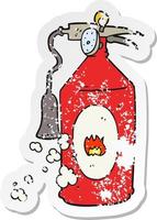 retro distressed sticker of a cartoon fire extinguisher vector