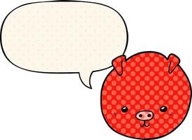 cartoon pig and speech bubble in comic book style vector