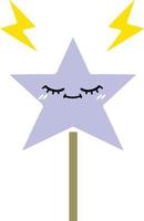flat color retro cartoon magic wand vector