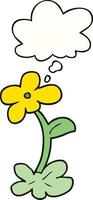 cartoon flower and thought bubble vector