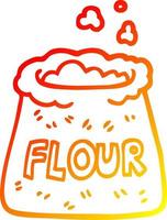 warm gradient line drawing cartoon bag of flour vector