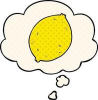 cartoon lemon and thought bubble in comic book style vector