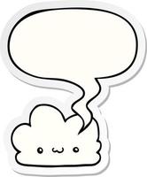 cute cartoon cloud and speech bubble sticker vector