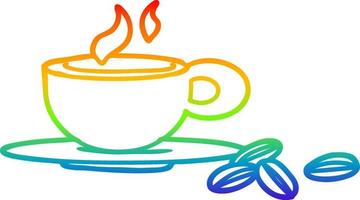 rainbow gradient line drawing a lovely cup of coffee vector