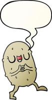 cartoon happy potato and speech bubble in smooth gradient style vector