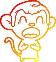 warm gradient line drawing shouting cartoon monkey vector