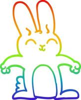 rainbow gradient line drawing cartoon grey rabbit vector