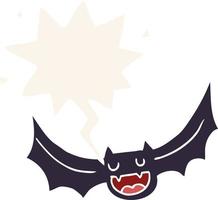 cartoon bat and speech bubble in retro style vector