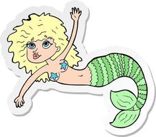 sticker of a cartoon pretty mermaid vector