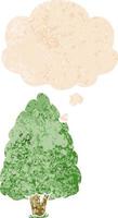 cartoon tall tree and thought bubble in retro textured style vector