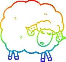 rainbow gradient line drawing cartoon sheep with horns vector