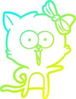 cold gradient line drawing cartoon cat vector