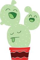 quirky hand drawn cartoon cactus vector