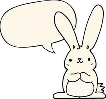 cartoon rabbit and speech bubble in comic book style vector