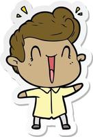 sticker of a cartoon excited man vector