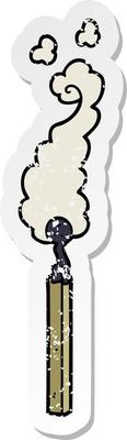 distressed sticker of a cartoon burnt match