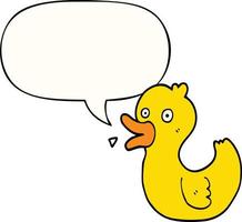 cartoon quacking duck and speech bubble vector