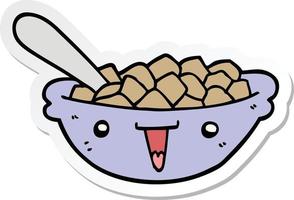 sticker of a cute cartoon bowl of cereal vector