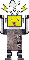 retro grunge texture cartoon malfunctioning robot vector