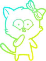 cold gradient line drawing cartoon cat vector