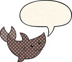 cartoon shark and speech bubble in comic book style vector