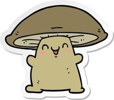 sticker of a cartoon mushroom character vector