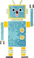 retro illustration style cartoon robot vector