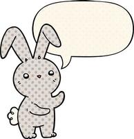 cute cartoon rabbit and speech bubble in comic book style vector