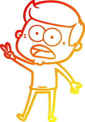 warm gradient line drawing cartoon shocked man