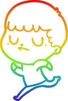 rainbow gradient line drawing cartoon grumpy boy vector