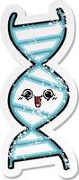 distressed sticker of a cute cartoon DNA strand vector