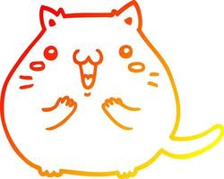 warm gradient line drawing happy cartoon cat vector