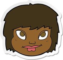 sticker of a cartoon female face vector