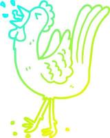 cold gradient line drawing cartoon crowing cockerel vector