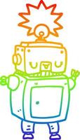 rainbow gradient line drawing cartoon robot vector