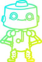 cold gradient line drawing cartoon robot vector