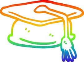 rainbow gradient line drawing cartoon graduation hat vector