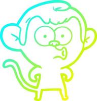 cold gradient line drawing cartoon hooting monkey vector
