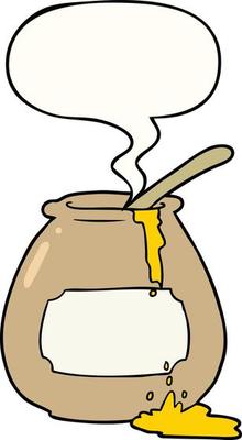 cartoon honey pot and speech bubble